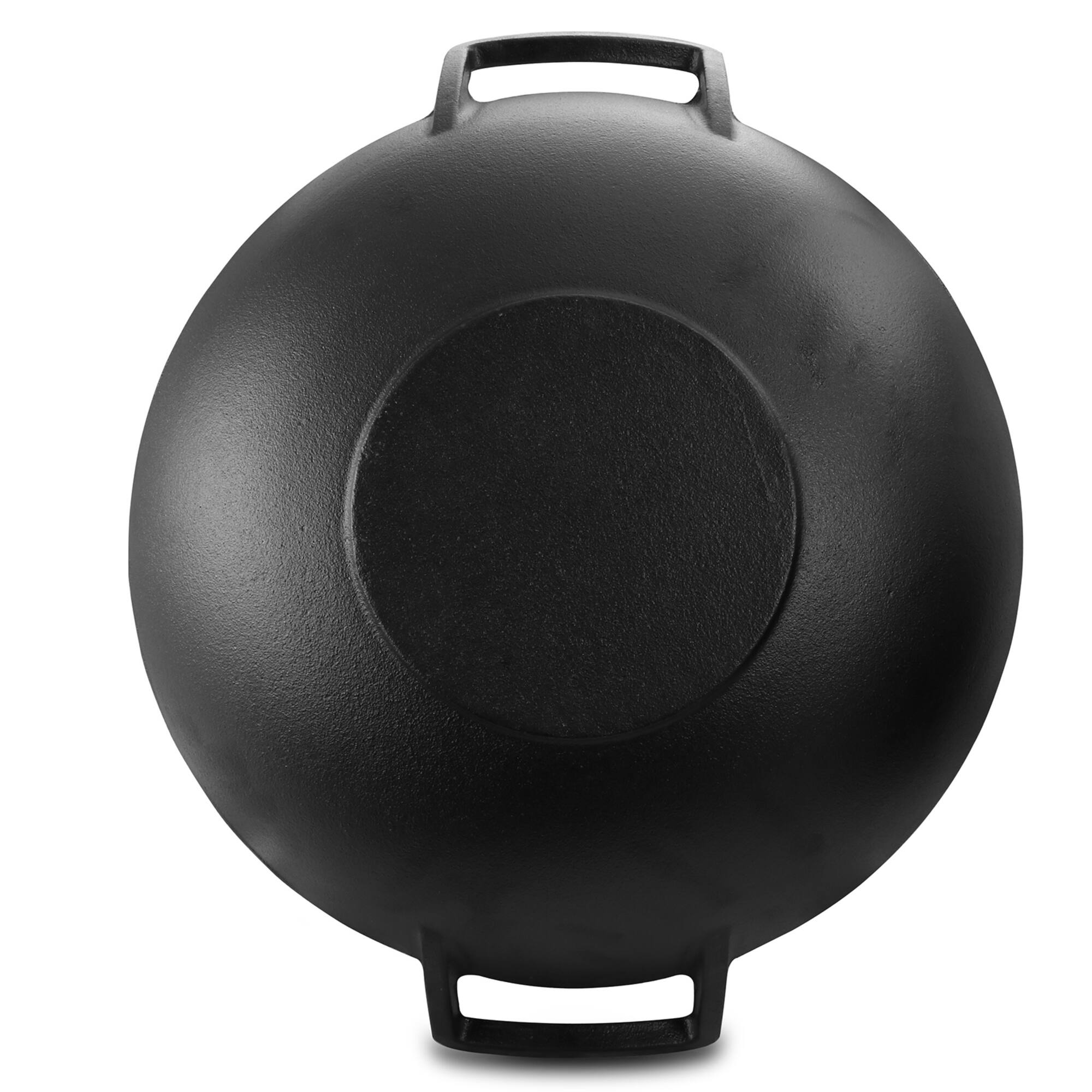 General Store Addlestone 14" Heavy Duty Cast Iron Wok with Wood Lid